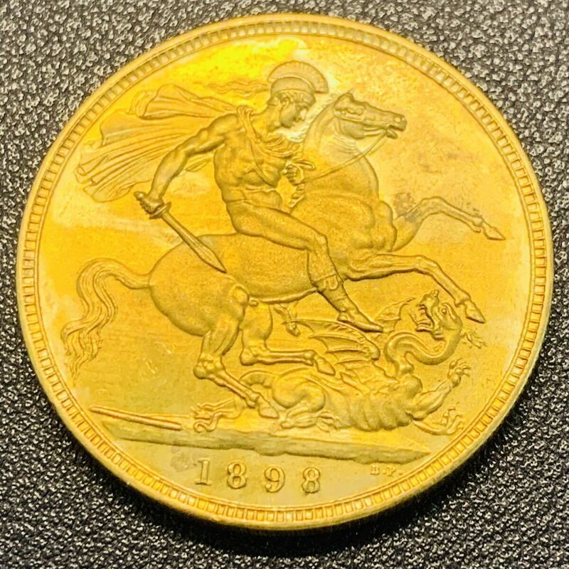 金貨　古銭　1898年　 イギリス　ヴィクトリア女王　竜殺し　クラウン　コイン　硬貨