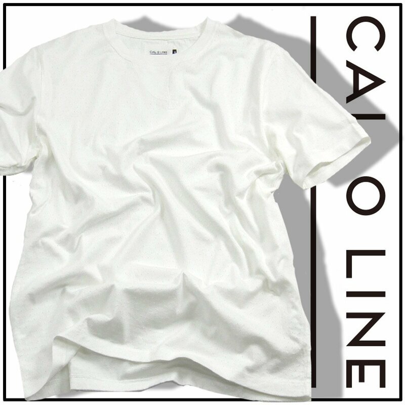 新品 CAL O LINE 【一枚で様なる!】 日本製 Vガゼット SOLID COLOR T-SHIRT 半袖 Tシャツ ホワイト XL 白 ★352448 キャルオーライ