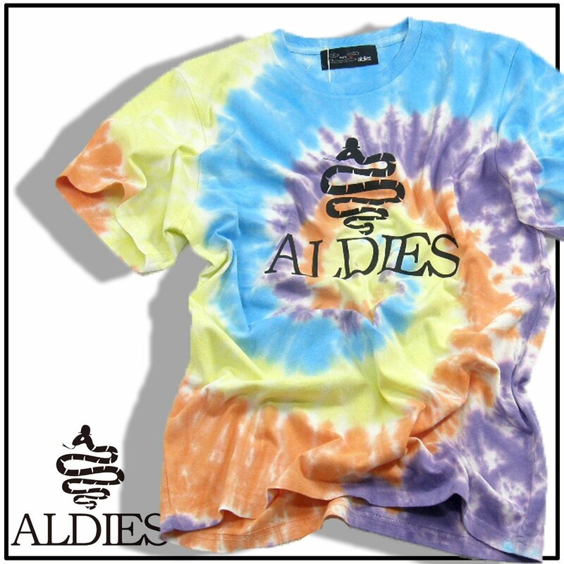 新品 ALDIES 【タイダイ柄】 半袖 Tシャツ M アールディーズ 綿 コットン ★352372 海 川 山 アウトドア キャンプ フェス ユニセックス