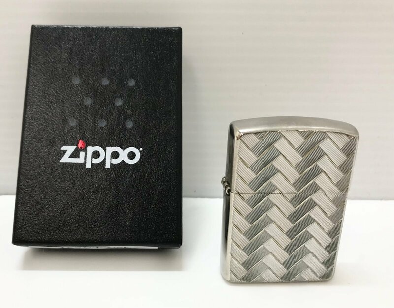 【rmm】Zippo ジッポー オイル ライター アーマー ワイヤーメッシュ 18年製 シルバーカラー 箱付き 着火確認済み