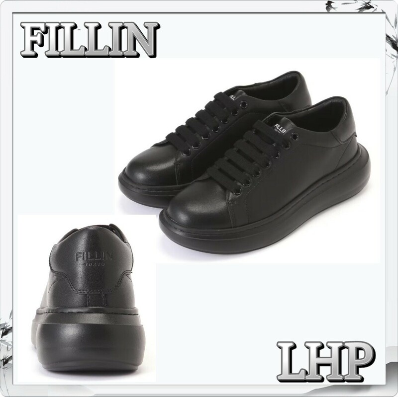 LHP FILLIN フィルイン LUCENT スニーカー ユニセックス 靴 ブラック ミニマル 柔らかな曲線 マイクロファイバーレザー