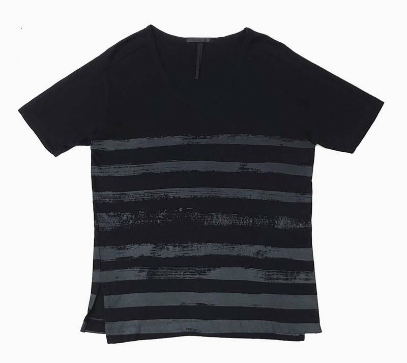 The Viridi-anne ザ ヴィリジアン PRINTED STRIPE S/S T-SHIRT 1 黒 Tシャツ かすれボーダープリント