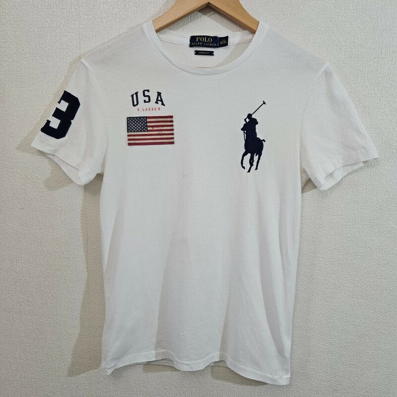 ☆POLO RALPH LAUREN/ラルフローレン/メンズ/XSサイズ/165/88A/半袖Tシャツ/トップス/ホワイト/星条旗