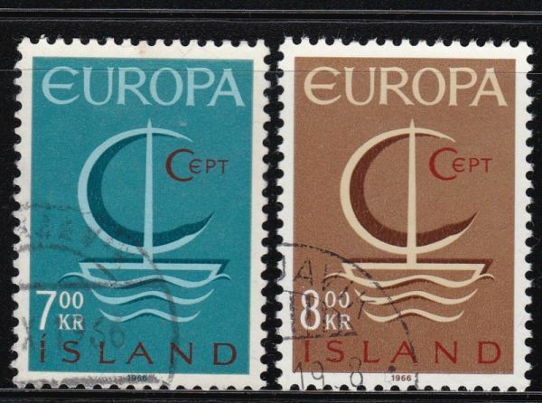 u0115 アイスランド 1966 #384-5 使用済