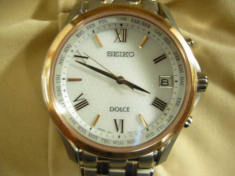 【中古品:状態「良い」】セイコー/SEIKO腕時計 ドルチェ ソーラー電波 チタン 7B27-0AD0 JAPAN