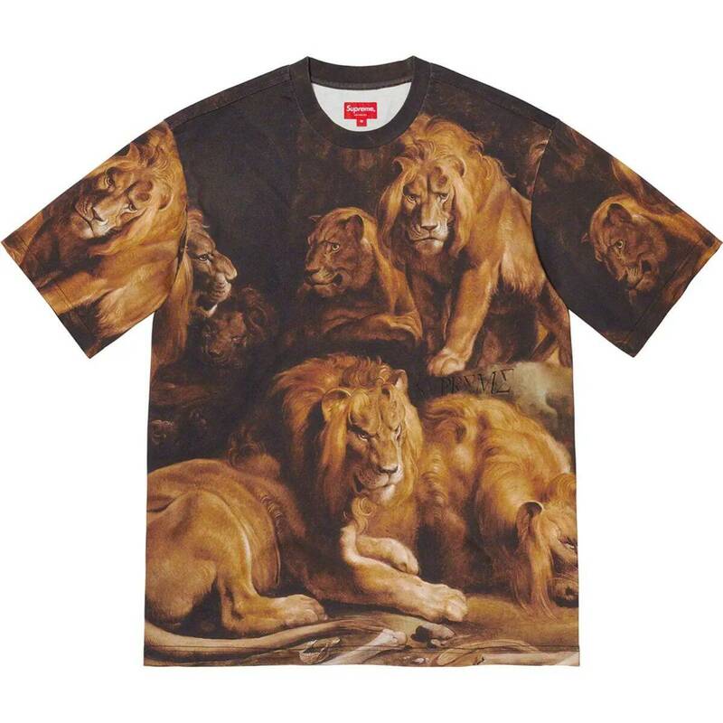  【新品】 22FW Supreme Lions' Den S/S Top Lサイズ　シュプリーム ライオンズ デン S/S トップ 総柄Tシャツ　ボックス