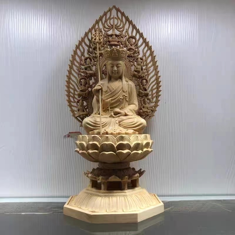 高品質★精密雕刻 木彫仏像 地蔵菩薩 仏教美術 地蔵菩薩座像 総高28cm