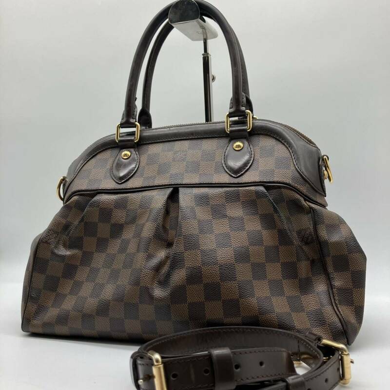 美品 LOUIS VUITTON ルイヴィトン ダミエ エベヌ トレヴィ pm ハンドバッグ トートバッグ ショルダーバッグ 2WAY 肩掛け ワンショルダー 