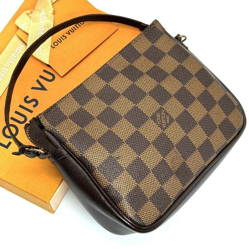 美品 ルイヴィトン ダミエ トゥルースメイクアップ ポーチ アクセサリー ブラウン N51982 LOUIS VUITTON ユニセックス