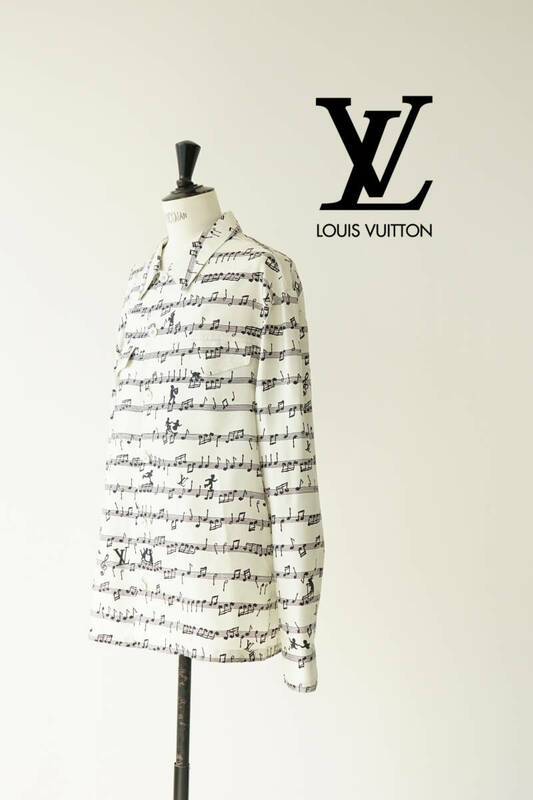 2023AW LOUIS VUITTON ルイヴィトン 音符総柄 ミリタリー シルク シャツ size XL RM231M SV8 HOS20W 0404186