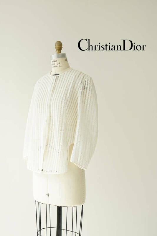 Christian Dior クリスチャン ディオール ノーカラー メッシュ ブルゾン カーディガン size 36 6C21509A1820 0607853