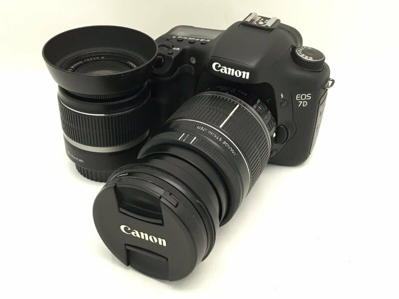 Canon EOS 7D ZOOM LENS EF-S 18-200mm 1:3.5-5.6 IS / 18-55mm 1:3.5-5.6 IS レンズ 一眼レフカメラ ジャンク 中古【UW060292】