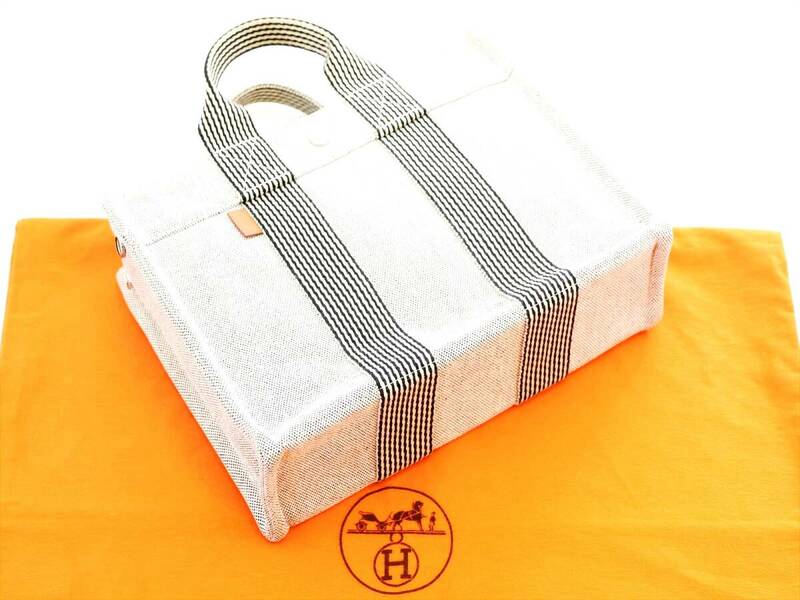 1円 希少 角スレ無し エルメス ニューフールトゥ PM グレー HERMES フールトゥ トートバッグ バッグ キャンバス クリーニング済