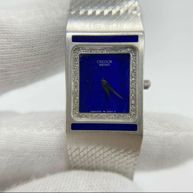 クレドール 腕時計　レディース　K18WG ダイヤベゼル ラピスラズリ 青文字盤 クオーツ 腕時計