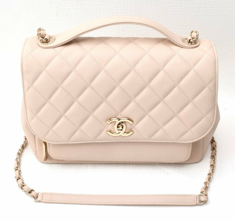 未使用品 CHANEL シャネル 【ココマーク マトラッセ キャビアスキン 2WAY チェーンショルダーバッグ A93608】ピンクベージュ×ゴールド金具