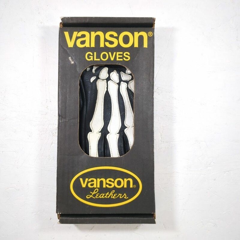 A137 希少 箱付き 当時物 VANSON Roper Bones バンソン ローパー ボーンズ レザーグローブ ブラック Mサイズ