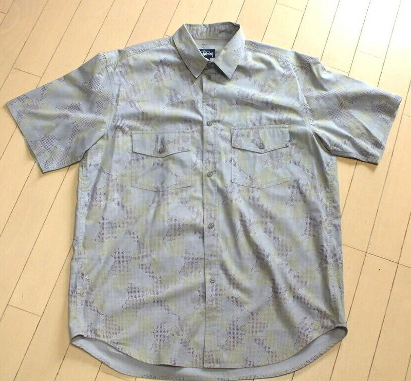 ★STUSSY★ステューシーデジタルカモフラ柄半袖シャツUSA製ヴィンテージUSED!! 