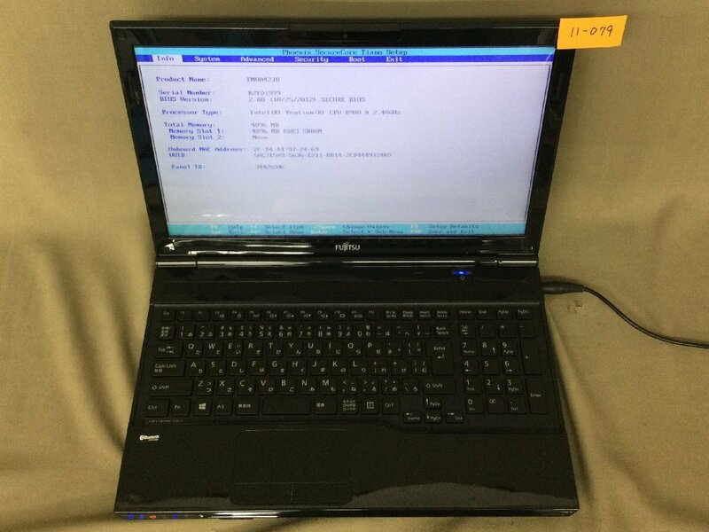 ★１１―０７９★ノートパソコン　富士通 LIFEBOOK AH42/J [FMVA42JB] Pentium B980 電源コード欠品/HDD無し/BIOS起動確認/ジャンク品[100]