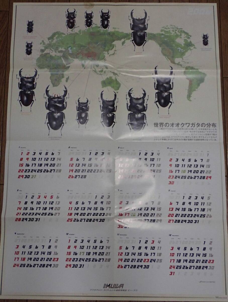 ■レア■むし社 ビークワ 付録 ■世界のオオクワガタの分布 カレンダー2006　切り取ってポースターにも！　カブトムシ／クワガタ
