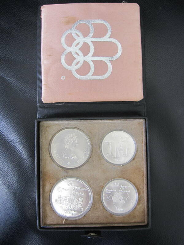 カナダ　モントリオールオリンピック記念銀貨 10ドル×2 ＋ 5ドル×2 / 未使用 ケース入り