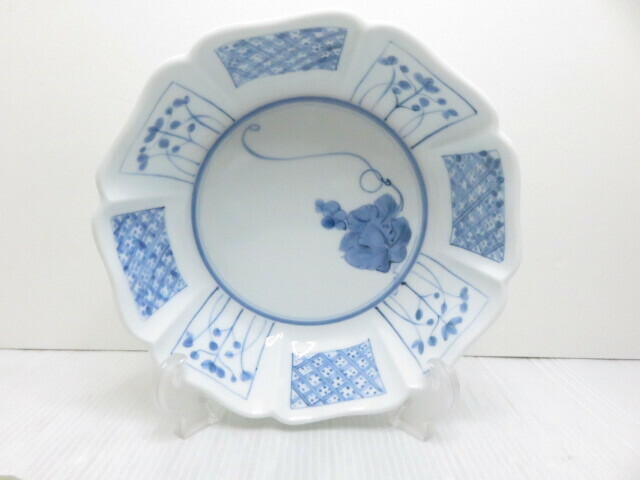 【未使用展示品】 天草 高浜焼 八角鉢 ○YR-13142○