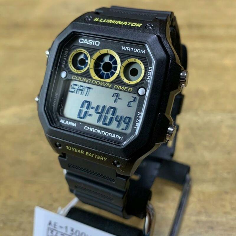 【新品・箱なし】カシオ CASIO クオーツ メンズ 腕時計 AE-1300WH-1A ブラック/イエロー ブラック