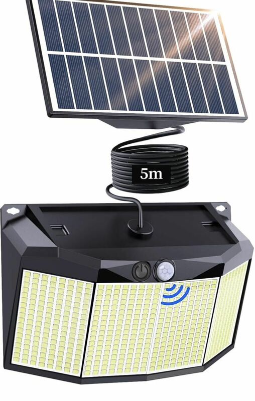ソーラーライト 分離式センサーライト 4000ルーメン 576LED 屋外室内 強力 高感度人感センサー