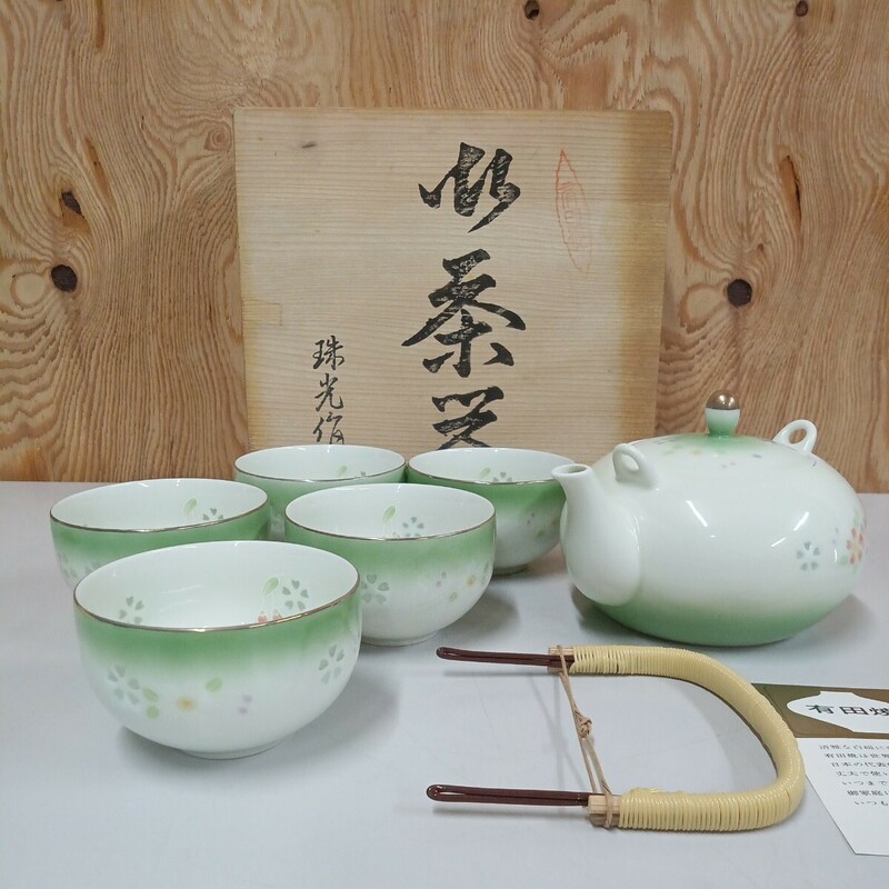 有田焼 茶器揃 急須 湯呑 5客セット 花小紋 未使用品　桐箱入り