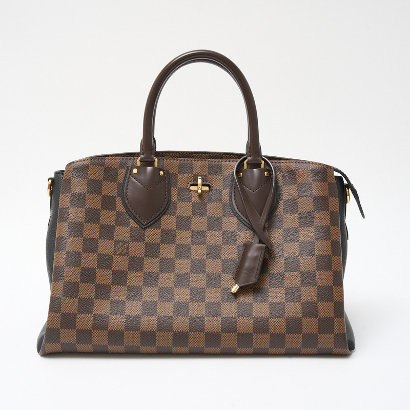 LOUIS VUITTON ルイヴィトン ノルマンディー N41487 ハンドバッグ ダミエ・エベヌ×レザー ブラウン×ブラック シンプル レディース