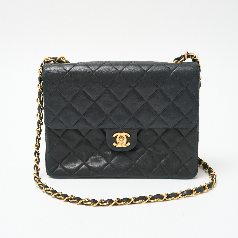 CHANEL シャネル ラムスキン ミニマトラッセ 20 A01163 チェーン ミニ ショルダーバッグ 2番台 ブラック ココマーク レディース