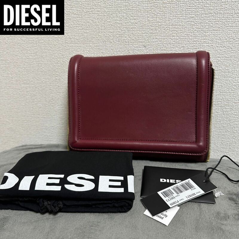 新品 未使用 タグ付き ★定価37,400円 DIESEL ディーゼル エンボスロゴ ビッグラバーパッチ レザー ショルダーバッグ クラッチバッグ 03