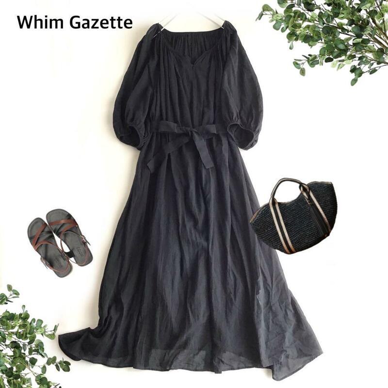 @【F】Whim Gazette ウィムガゼット コットン ギャザー ワンピース