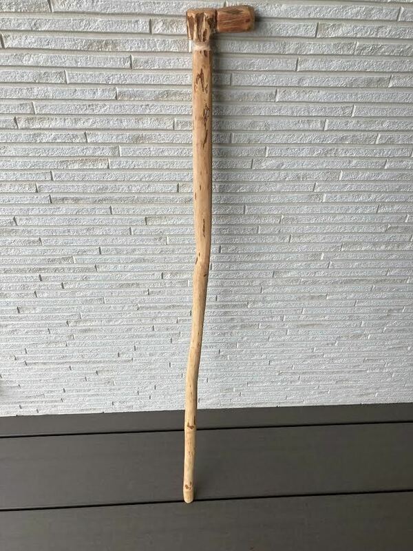 里山の脇木の杖、ファットウッド取手付き　（100cm）　NO.2