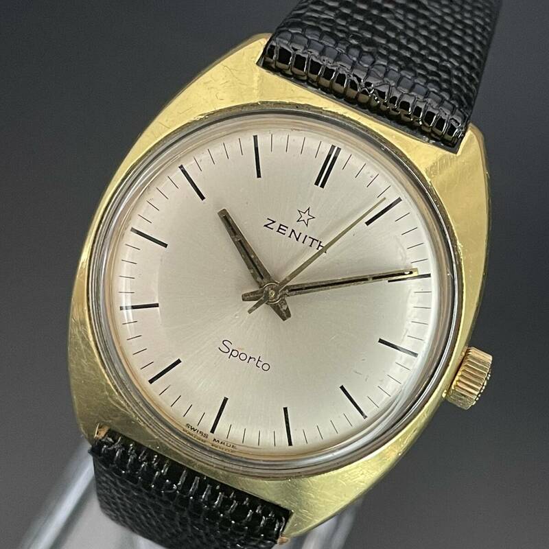 【美品】ゼニス/ZENITH/スポルト/SPORTO/cal.2542/手巻き/32㎜/メンズ腕時計/シルバー/スター/1950’s/アンティーク/動作良好/紳士