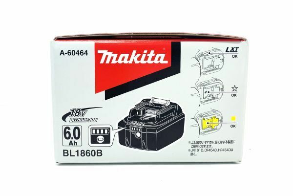 新品【makita/ マキタ 】18V 6.0Ah 純正リチウムイオンバッテリー BL1860B　インボイス領収証発行可