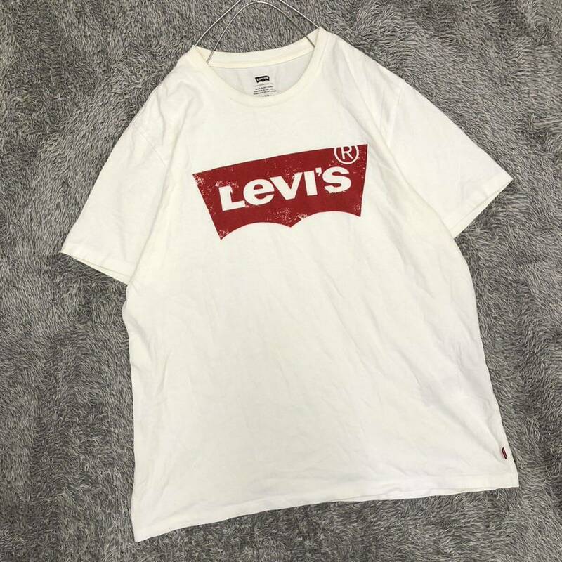 Levi's リーバイス 半袖Tシャツ 半袖カットソー サイズL グラフィックプリントロゴ ホワイト 白 コットン メンズ トップス 最落なし（P20）