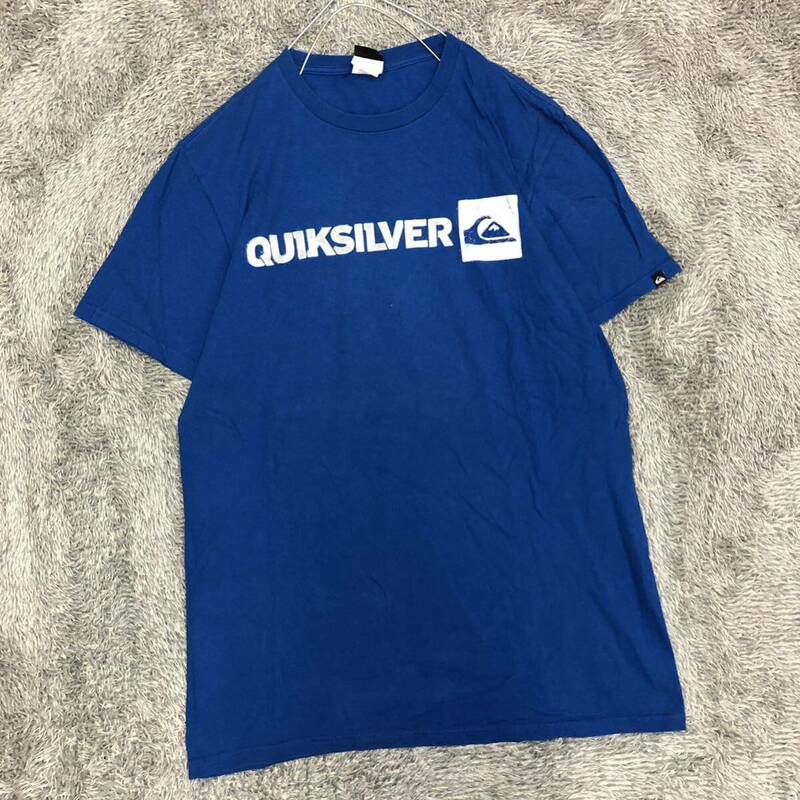 Quick silver クイックシルバー 半袖Tシャツ 半袖カットソー サイズM プリントロゴ ブルー 青 コットン メンズ トップス 最落なし （R20）