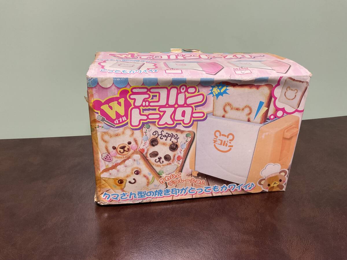 ⑧⑦新品訳あり★Wデコパン トースター クマさん型の焼き印 非売品 オレンジ色