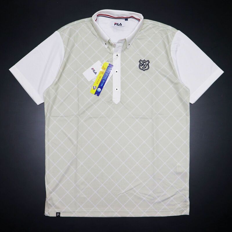 ●送料390円可能商品 フィラ ゴルフ FILA GOLF 新品 メンズ 吸汗速乾 半袖 ボタンダウン ポロシャツ XL [749670GLGY1N-LL]一 三 参★QWER