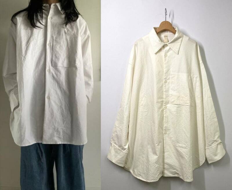 【22AW 定価1.7万円】SHINYA KOZUKA シンヤコヅカ MINT CONDITION HIS SHIRTS オーバーシャツ M ホワイト 白 長袖シャツ シンヤコズカ