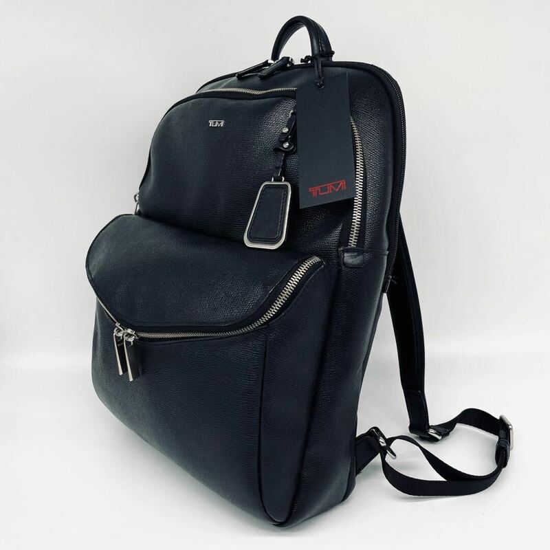 超絶極美品/ TUMI トゥミ サフィアーノレザー 総革 SINCLAIR Harlow Backpack メンズ ビジネスバッグ リュックサック A4+PC可 通勤 旅行 黒