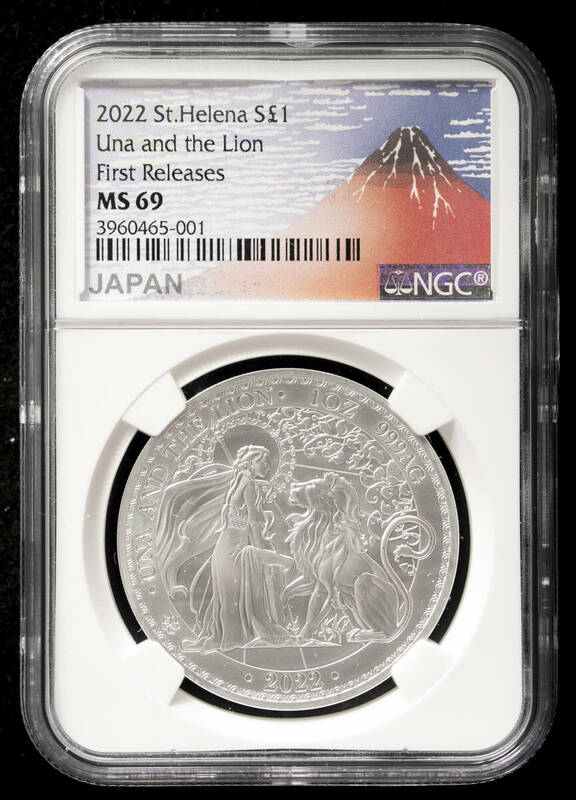 銀貨 セントヘレナ「ウナとライオン」純銀 1オンス Silver 2022 NGC-MS69