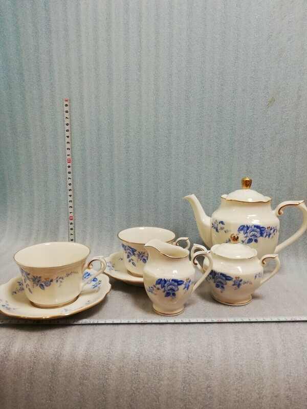 CS687.Noritake ノリタケ アイボリーチャイナ　カップ ソーサー 2客 ティーポット シュガーポット クリーマー ティーセット 花柄/100