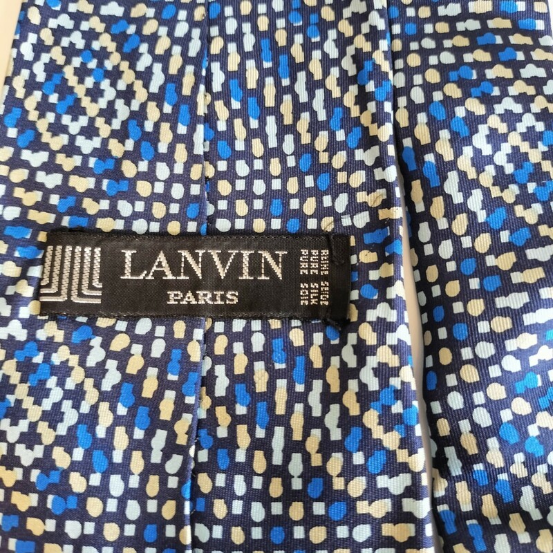 ランバン(LANVIN)紺グレー点模様ネクタイ