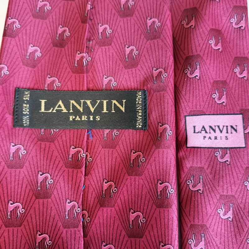 ランバン(LANVIN)赤動物ドットネクタイ