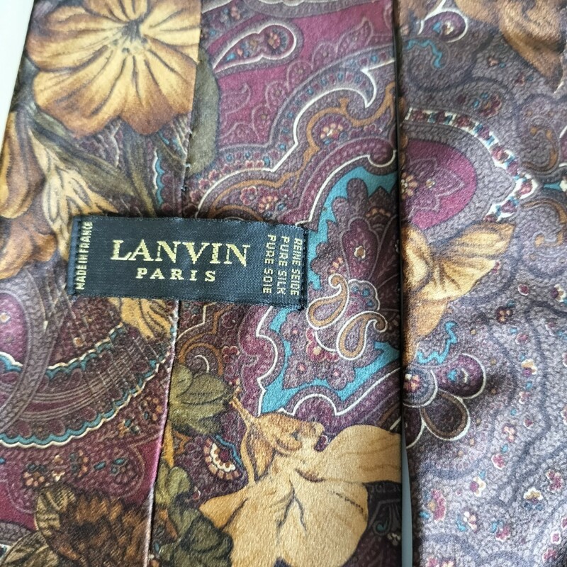 ランバン(LANVIN)ボルドーブラウン花デカネクタイ