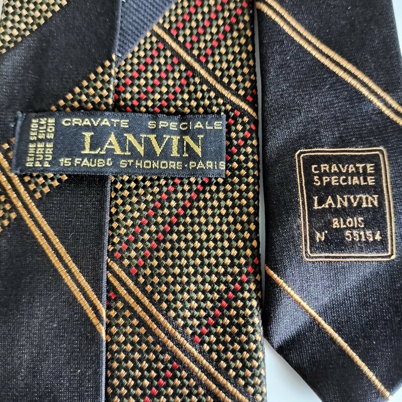 ランバン(LANVIN)黒赤ゴールドチェックネクタイ