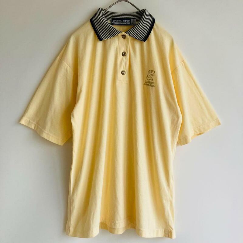 【期間限定】SPORTE LEISURE ゴールド刺繍 半袖ポロシャツ ヴィンテージ ポロシャツ ゴルフウェア スポーツ オーストラリア製 メンズ /H747