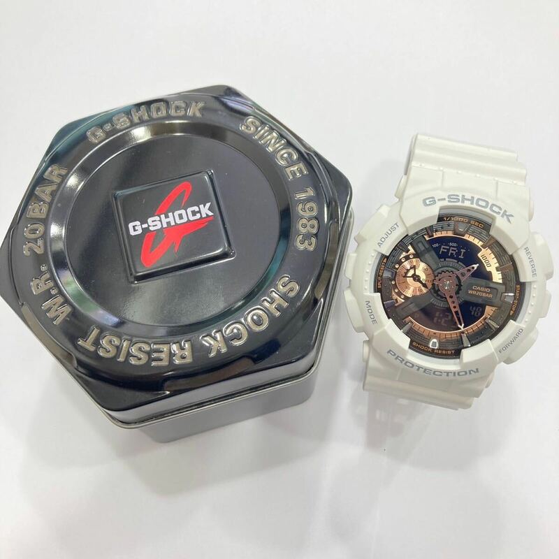 1円〜保管品 極美品 CASIO カシオ G-SHOCK ジーショック GA-110RG 腕時計 クオーツ アナデジ 多機能 ホワイト ローズゴールド メンズ