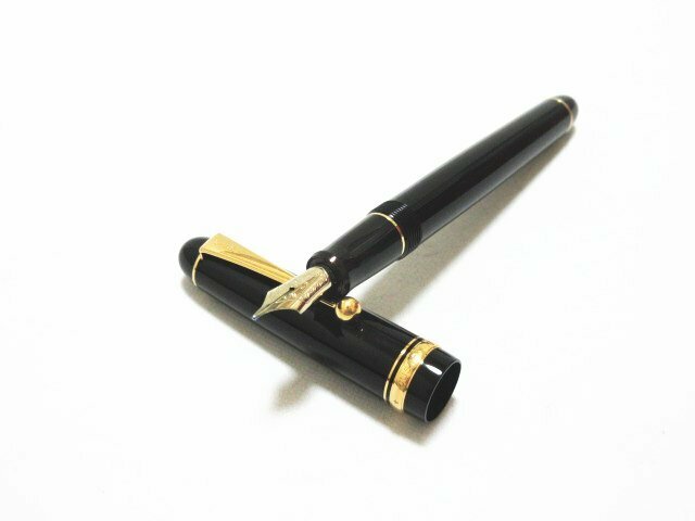 XC267◇パイロット カスタム74 両用式万年筆 ペン先14K-585 B(太字) ブラック 全長12.5cm / PILOT CUSTOM 14金 筆記用具 文房具 / 美品